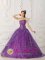 Del Mar California/CA Elegent Lavender A-line Embroidery Quinceanera Dress With Strapless Satin and Organza Layers In Show Low