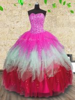 Superior Multi-color Lace Up Sweetheart Beading and Ruffles and Ruffled Layers Vestidos de Quinceanera Tulle Sleeveless(SKU PSSW0239-11BIZ)