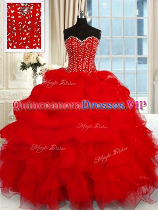 Wine Red Sleeveless Organza Lace Up 15th Birthday Dress for Military Ball and Sweet 16 and Quinceanera