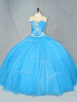 Wonderful Blue Sleeveless Beading Floor Length 15 Quinceanera Dress(SKU PSSW1030A-2BIZ)