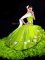 Nice Sweetheart Sleeveless Brush Train Lace Up Military Ball Dresses Yellow Green Organza