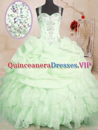 Sleeveless Zipper Floor Length Beading and Ruffles and Pick Ups 15th Birthday Dress