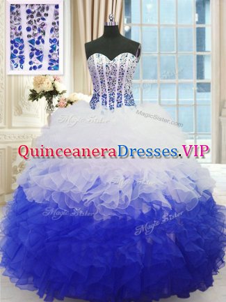 Amazing Sleeveless Beading and Ruffles Lace Up Quinceanera Dresses