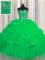 Visible Boning Green Tulle Lace Up Sweet 16 Dress Sleeveless Floor Length Beading and Ruffles and Sequins