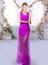 Comfortable Floor Length Purple Dama Dress Tulle Sleeveless Lace