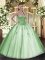 Apple Green Quinceanera Gowns Military Ball and Sweet 16 and Quinceanera with Beading and Appliques Sweetheart Sleeveless Lace Up