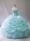 Beautiful Ball Gowns Ball Gown Prom Dress Aqua Blue Sweetheart Organza Sleeveless Floor Length Lace Up