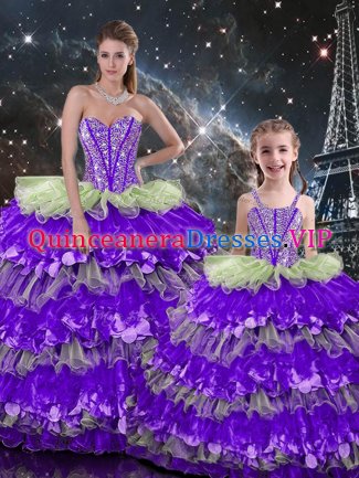 Floor Length Ball Gowns Sleeveless Multi-color Quinceanera Dresses Lace Up