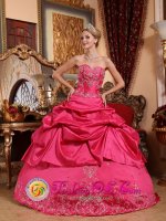 Wall South Dakota/SD New style Strapless Embroidery with Beading Impression Hot Pink Quinceanera Dress Sweetheart Taffeta Ball Gown(SKU QDZY048J5BIZ)