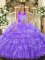 Noble Halter Top Sleeveless Lace Up Quince Ball Gowns Lavender Organza