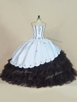 Floor Length White And Black Quinceanera Dresses Sweetheart Sleeveless Lace Up