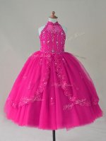 Floor Length Ball Gowns Sleeveless Fuchsia Pageant Gowns For Girls Lace Up(SKU PSSWLG081-1BIZ)