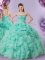 Organza Sweetheart Sleeveless Lace Up Beading and Ruffles and Pick Ups Quinceanera Dresses in Apple Green