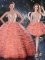 Beading and Ruffled Layers Vestidos de Quinceanera Watermelon Red Lace Up Sleeveless Floor Length