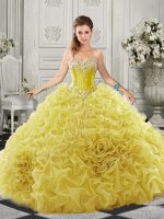 Yellow Sleeveless Beading and Ruffles Lace Up Quinceanera Dress(SKU SJQDDT521002-10BIZ)