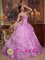 Lavender Strapless Floor-length Organza Beading Ruffled Quinceanera Dress For Bad Homburg