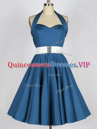 Taffeta Sleeveless Knee Length Vestidos de Damas and Belt