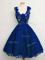 Royal Blue Quinceanera Court Dresses Prom and Party and Wedding Party with Lace Straps Sleeveless Lace Up