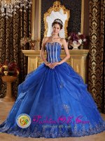 Leesburg Florida/FL Popular Royal Blue Quinceanera Dress with Sweetheart Appliques and Pick-ups(SKU QDZY110-DBIZ)