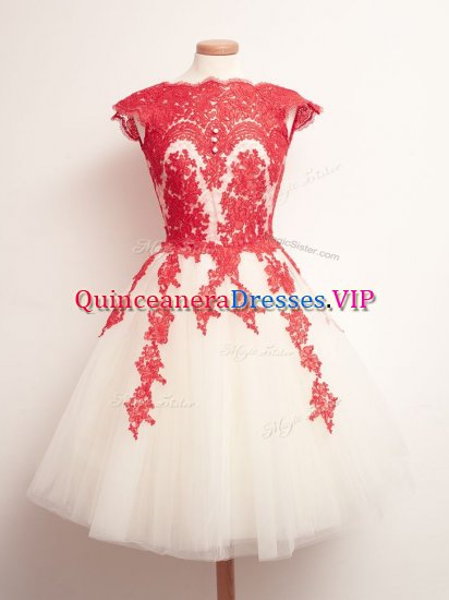 Sleeveless Lace Up Mini Length Appliques Quinceanera Court of Honor Dress - Click Image to Close