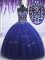 Spectacular Sequins Ball Gowns Sleeveless Royal Blue Military Ball Gown Lace Up