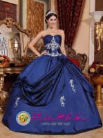 Marshall Missouri/MO Cistomize Navy Blue Sweetheart Appliques Sweet Ball Gown 16 Dress With Hand Made Flowers