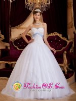 Metairie Louisiana/LA Hand Made Strapless Beading White Romantic Quinceanera Dress With Sweetheart Neckline