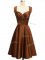 Chocolate Quinceanera Court of Honor Dress Prom and Party and Wedding Party with Ruching Straps Sleeveless Lace Up