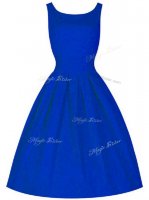 Excellent Taffeta High-neck Sleeveless Lace Up Ruching Quinceanera Court of Honor Dress in Royal Blue