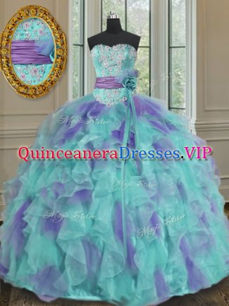 Floor Length Multi-color Quinceanera Dress Sweetheart Sleeveless Lace Up