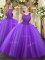 Eggplant Purple Zipper Quinceanera Dress Beading Sleeveless Floor Length