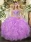 Classical Lilac Lace Up Sweetheart Beading Quinceanera Dresses Tulle Sleeveless