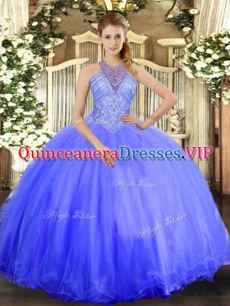 Lavender Sleeveless Floor Length Beading Lace Up 15 Quinceanera Dress