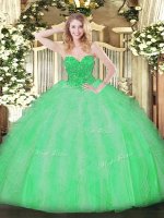 Sweetheart Sleeveless Organza Sweet 16 Dress Ruffles Lace Up