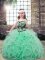 Apple Green Lace Up Straps Embroidery and Ruffles Little Girls Pageant Dress Tulle Sleeveless