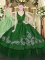 Designer Dark Green Ball Gowns Organza and Taffeta Straps Sleeveless Beading and Embroidery Floor Length Zipper Vestidos de Quinceanera