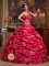 Appliques Affordable Coral Red Quinceanera Dress Strapless ruching Taffeta Ball Gown IN Giubiasco Switzerland