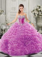 Lace Up Vestidos de Quinceanera Lilac for Military Ball and Sweet 16 and Quinceanera with Beading and Ruffles Court Train(SKU SJQDDT521002-4BIZ)