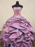 Best Seller Ball Gown Strapless Floor-Length Orangza Purple Appliques Quinceanera Dresses Style FA-S-140