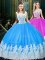 Artistic Baby Blue Sweet 16 Dresses Military Ball and Sweet 16 and Quinceanera with Lace and Appliques Scoop Sleeveless Zipper