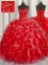 Halter Top Sleeveless Beading and Ruffles Lace Up Sweet 16 Dress