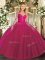 Smart Floor Length Ball Gowns Long Sleeves Hot Pink Sweet 16 Dresses Lace Up