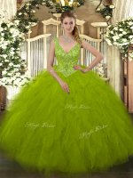 Sleeveless Beading and Ruffles Zipper Sweet 16 Dresses