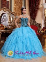 Caldwell Idaho/ID Sweetheart Neckline Embroidery with Beading Modest Aqua Blue Quinceanera Dress with Ruffles(SKU QDZY015-ABIZ)