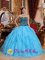 Caldwell Idaho/ID Sweetheart Neckline Embroidery with Beading Modest Aqua Blue Quinceanera Dress with Ruffles