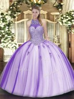 Fancy Sleeveless Lace Up Floor Length Beading and Appliques Quinceanera Gown