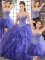 Sumptuous Sleeveless Floor Length Beading and Ruffles Lace Up Quince Ball Gowns with Lavender