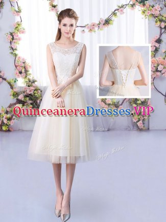 Sleeveless Lace Lace Up Quinceanera Court of Honor Dress