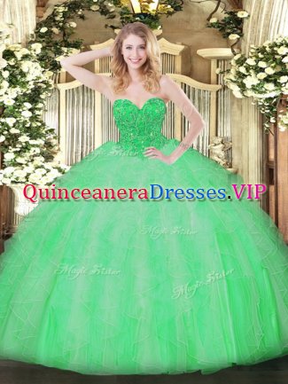 Sweetheart Sleeveless Organza Sweet 16 Dress Ruffles Lace Up