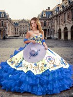 Floor Length Blue Sweet 16 Quinceanera Dress Sweetheart Sleeveless Lace Up